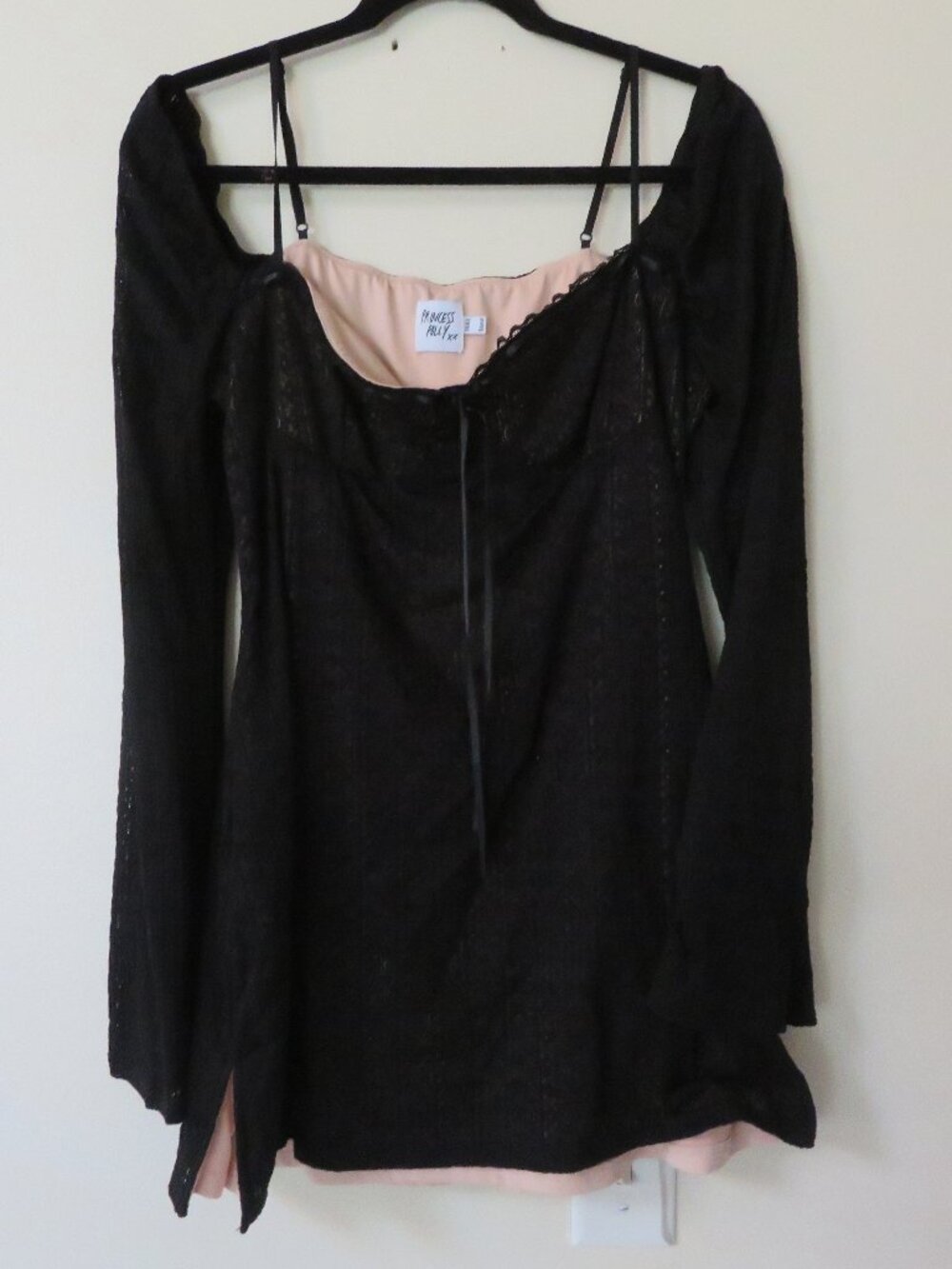Princess Polly Black Lace Long Sleeve Dress size US 12